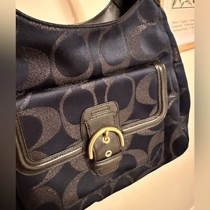 Coach “Campbell” Metallic Hobo Purse - Navy Blue  F26245 - Like new